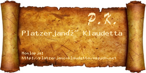 Platzerjanó Klaudetta névjegykártya